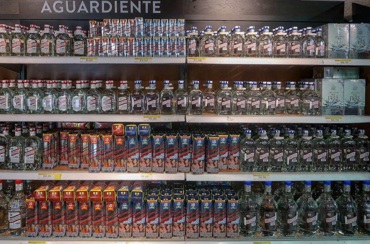 Aguardiente at Colombian supermarket