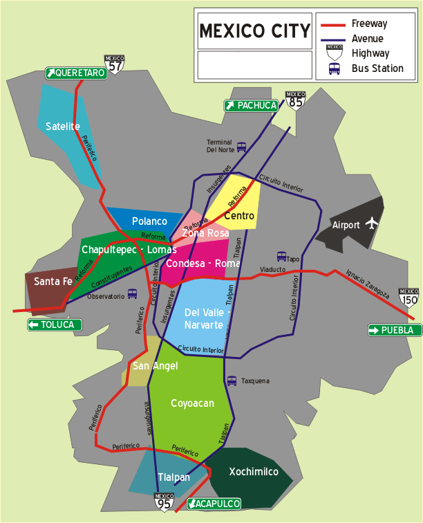 Mexico City neighborhood map