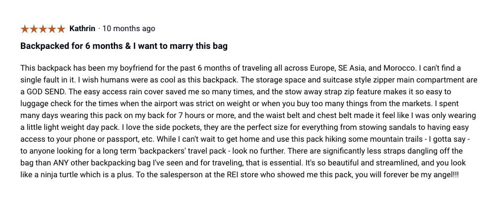 rave review for rei rucksack backpack