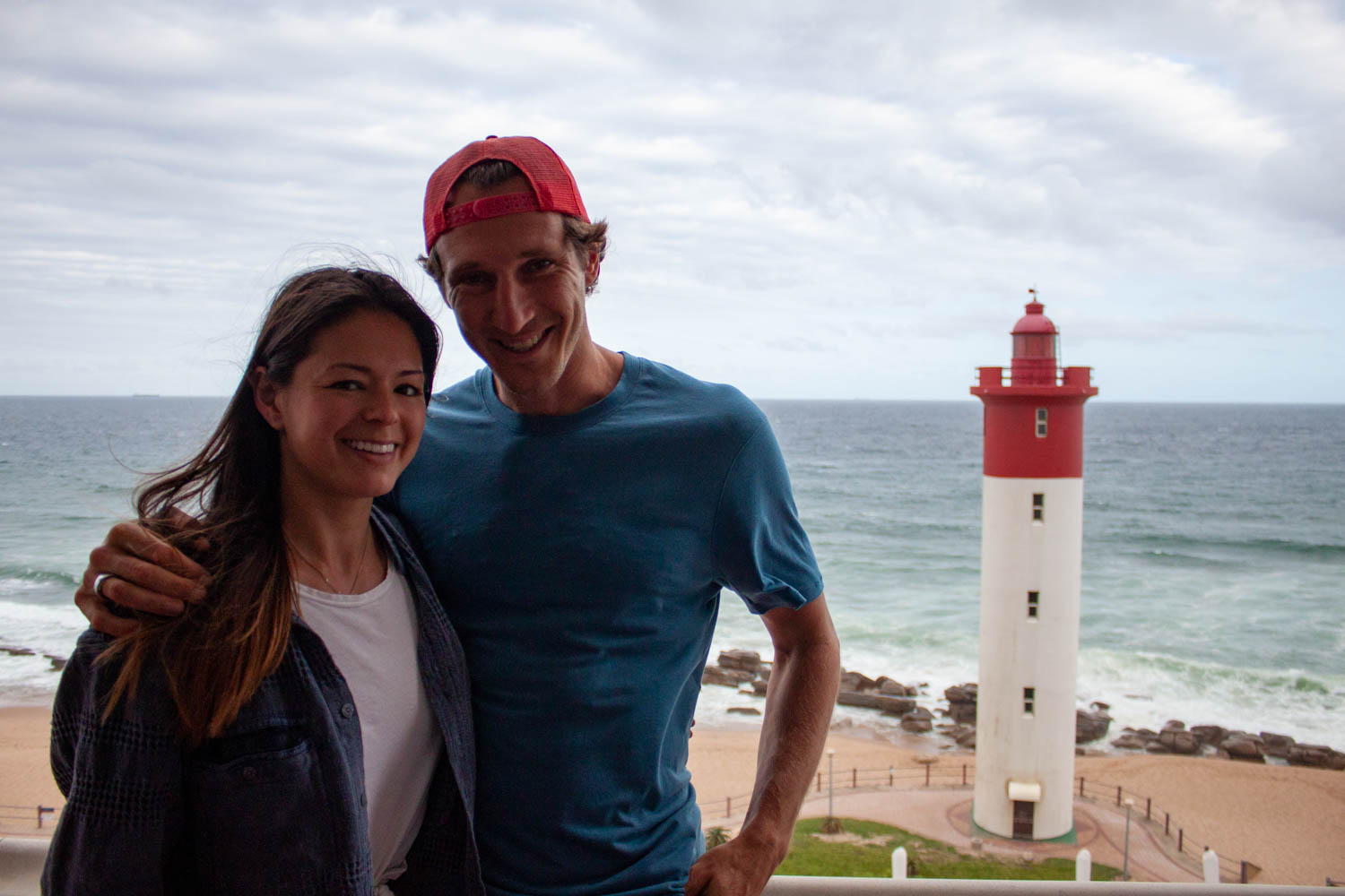 Chris and Kim in front of Lighthouse in Umhlanga