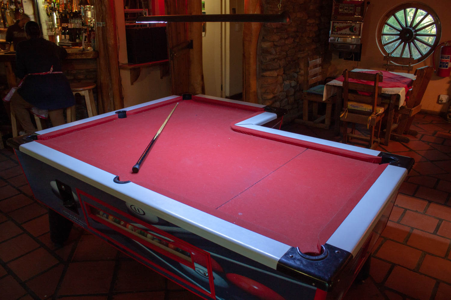 Funny-shaped pool table at 