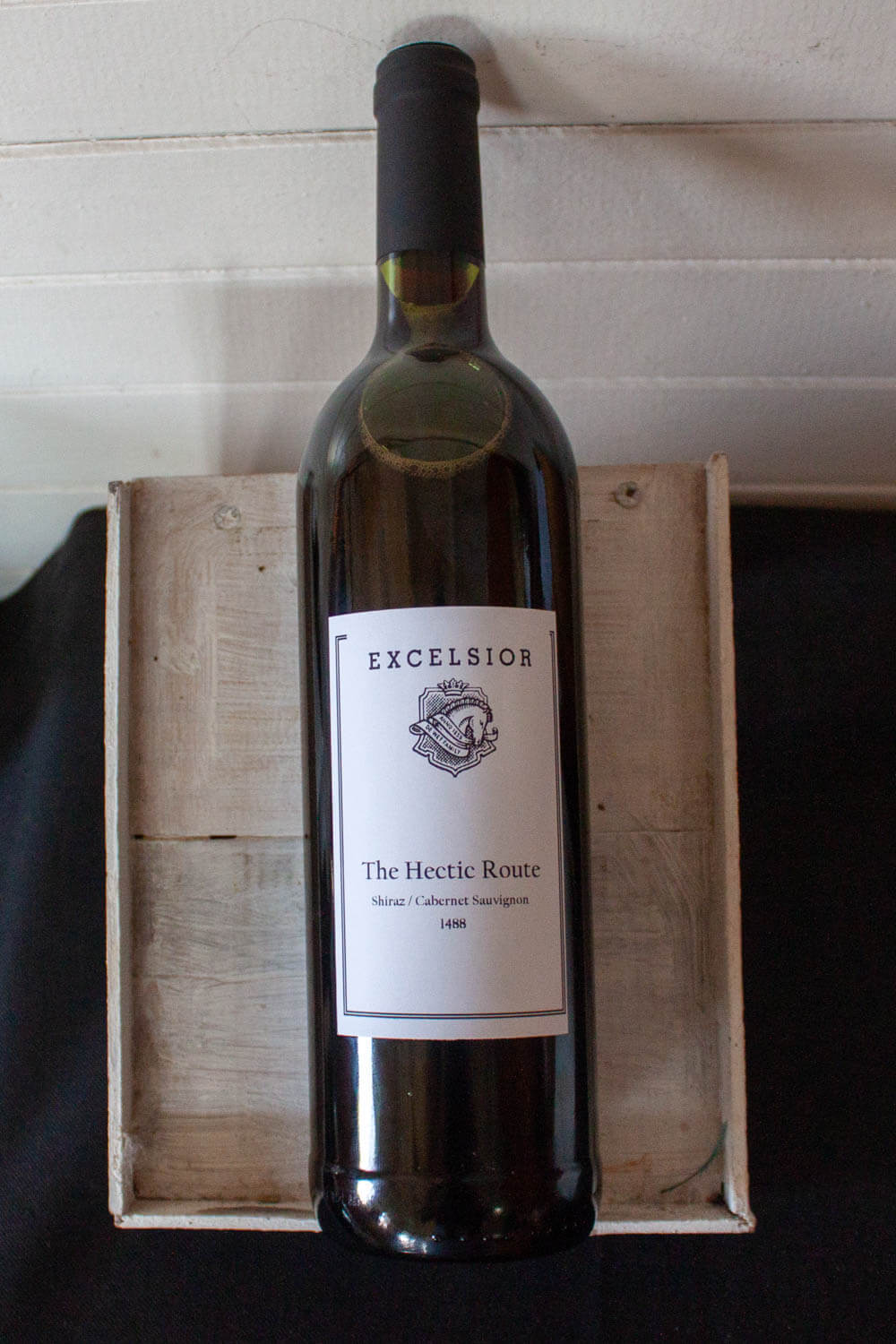 Bottle of wine we blended at Excelsior winery.