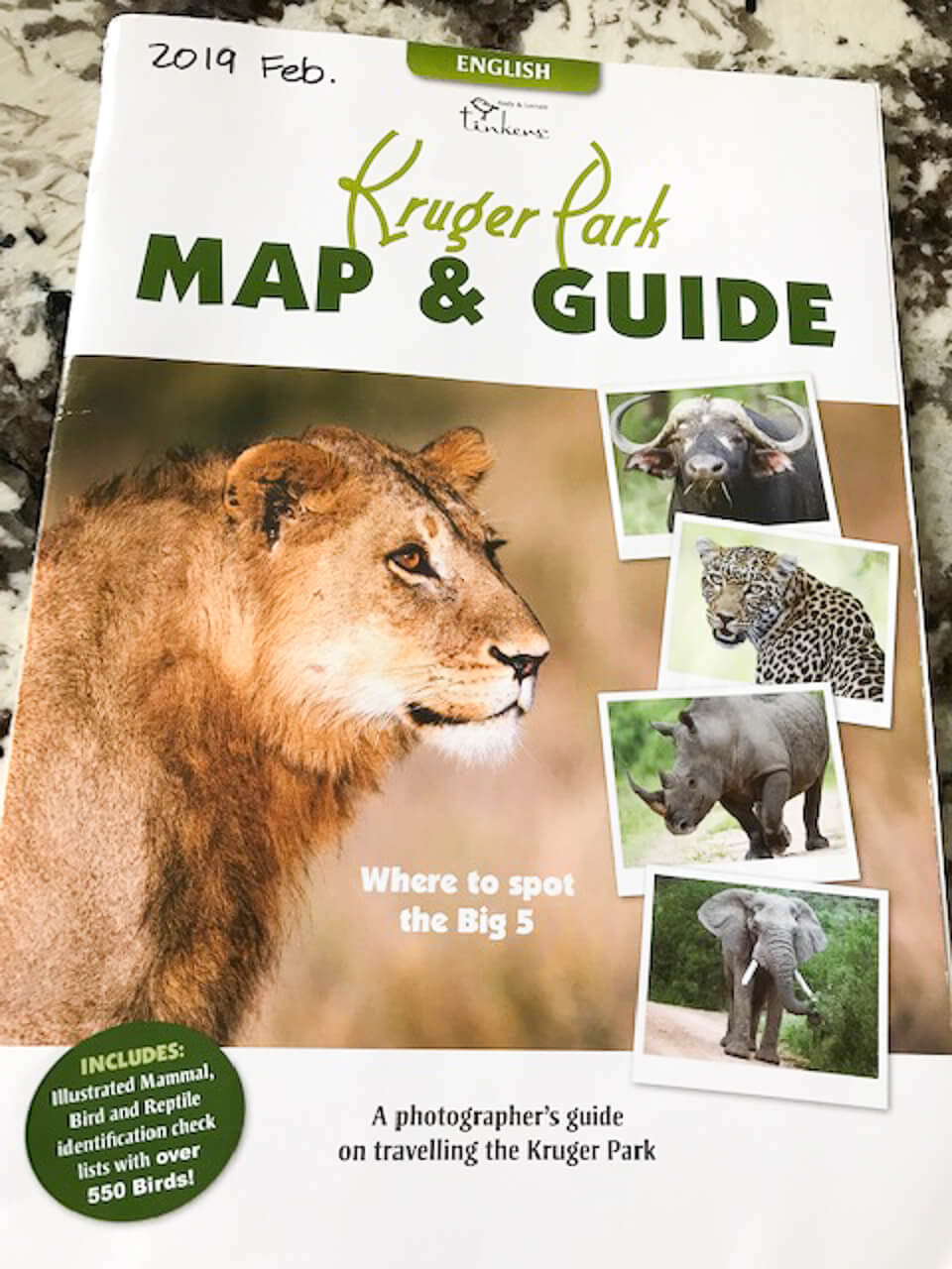 Kruger Park map and guide cover.