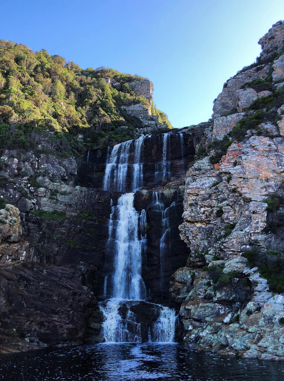 The waterfall at the end of the waterfall hike in Storms River in Tsitsikamma National Park