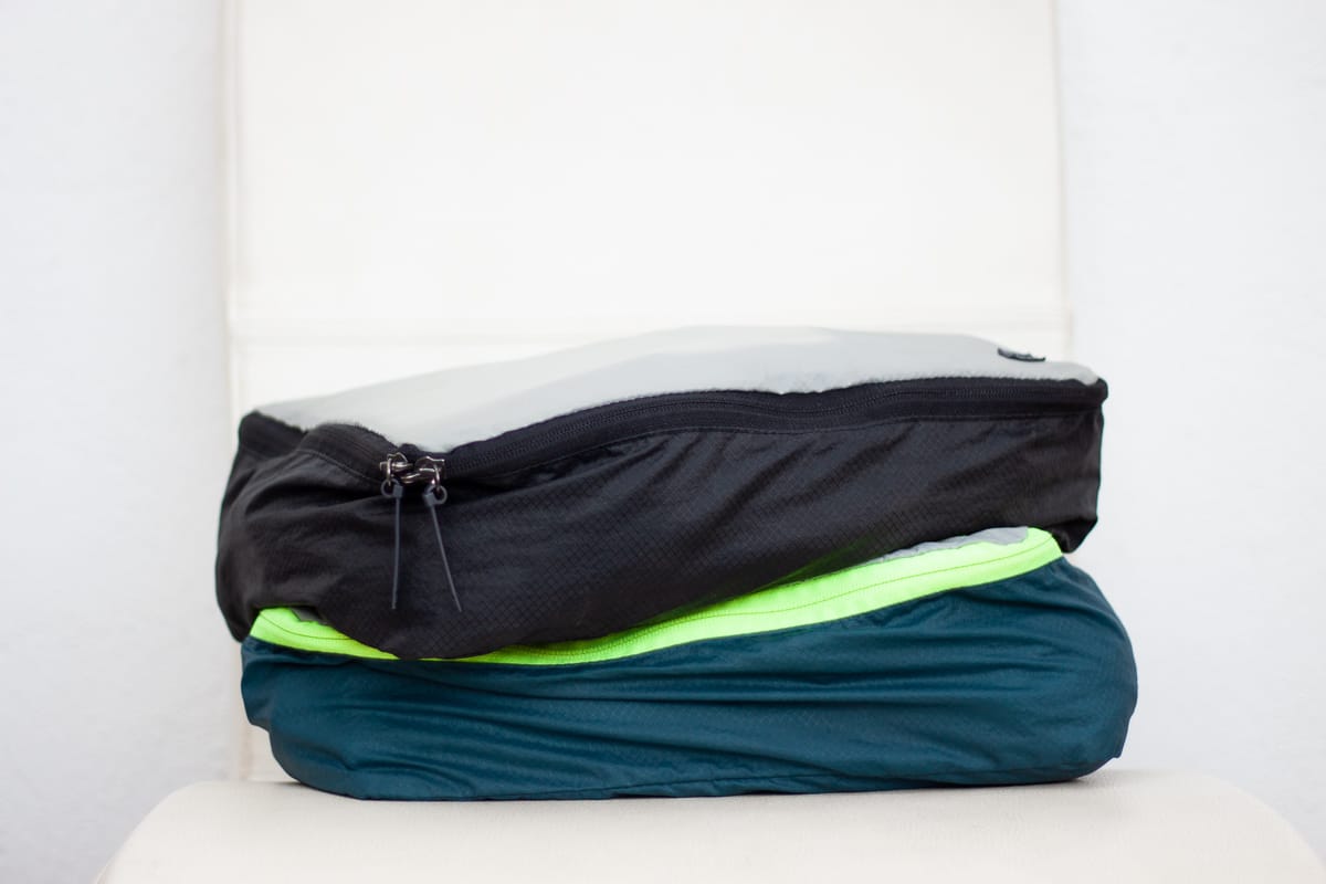 Stack of two packing cubes for clothing