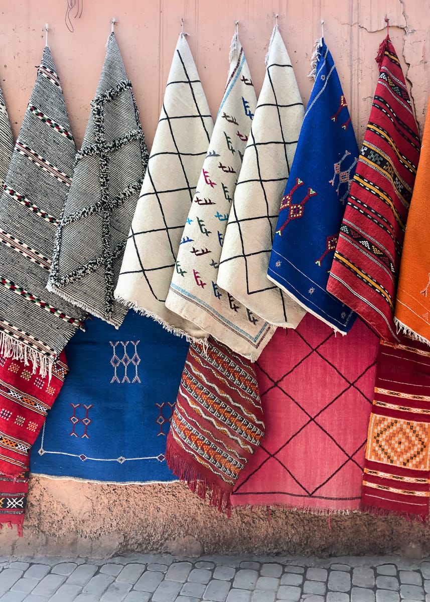 Carpets hanging in Marrakech
