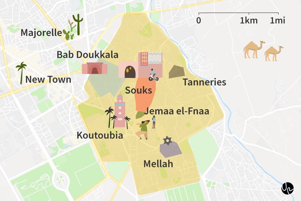 Marrakech medina map.