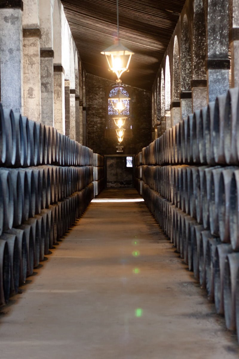 Sherry barrels in the Lustau's historic bodega.