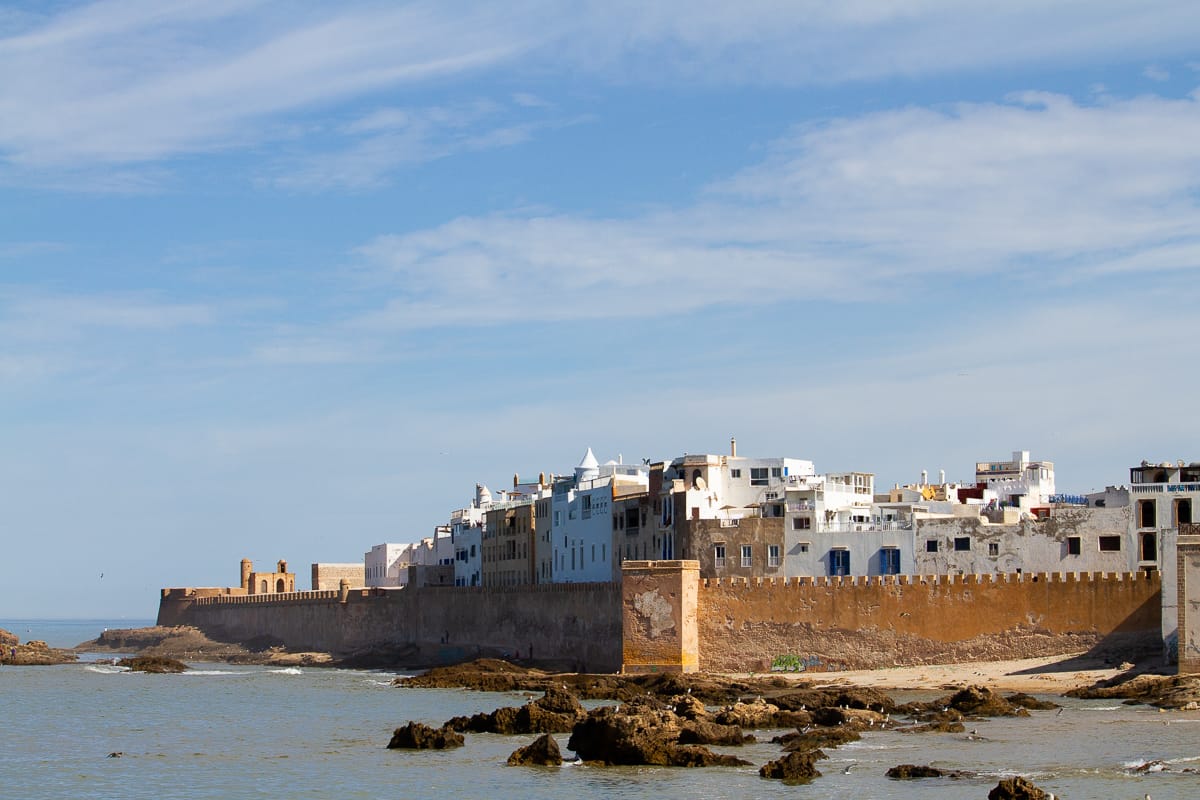 View of ramparts of Essaouira from the port
