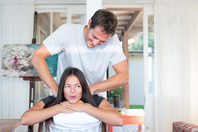 Kim getting her reward massage from Chris